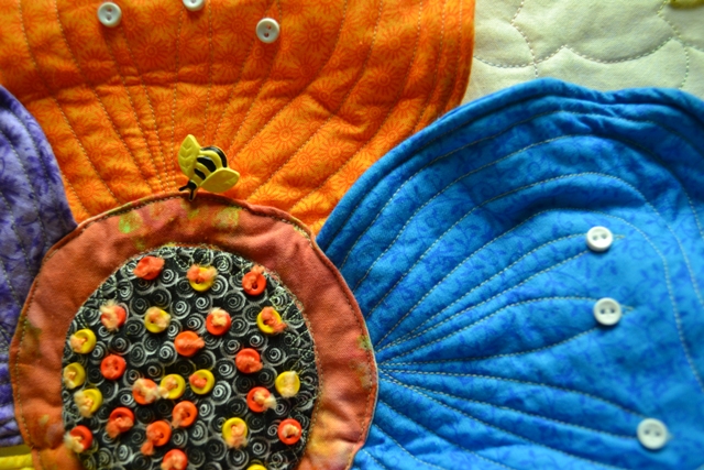 Flower Quilt with Bumble Bee Button