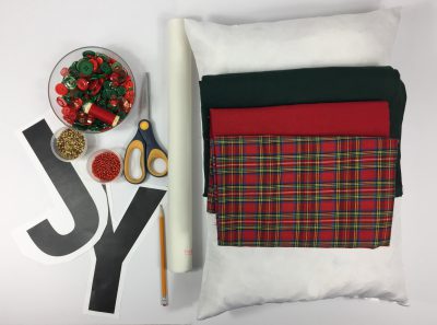 christmas joy button pillow materials