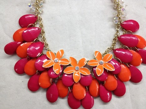 coral enamel necklace